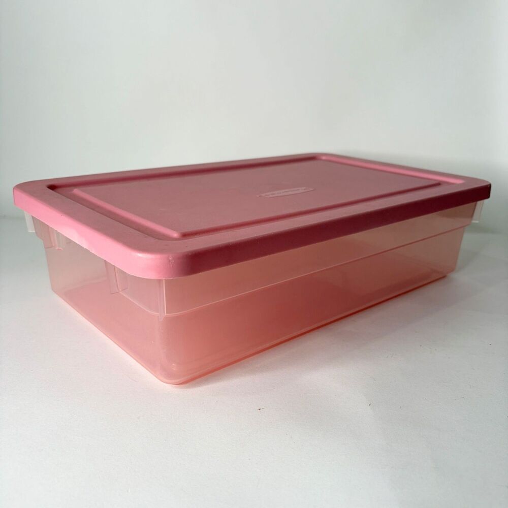 Vintage Rubbermaid Storage Container Dusty Pink With Lid Plastic Snap Shut 0286